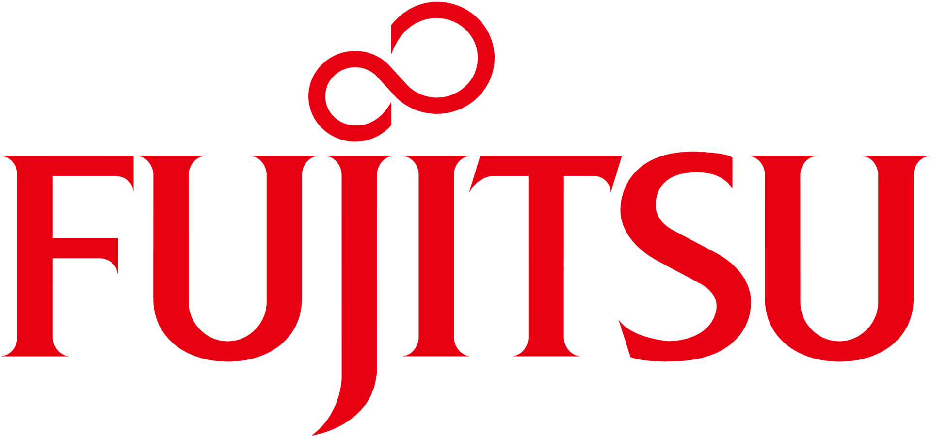 Fujitsu logo written in Red Color