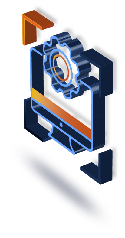 An icon of a computer with gears on it and Assistant support.